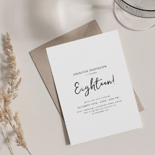 Invitation Élégant script moderne 18e anniversaire Noir & Bla