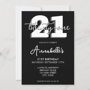 Invitation Élégant script moderne 21e anniversaire