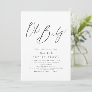 Invitation Élégant script moderne baby shower minimal invitat