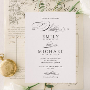 Invitation Élégant script moderne Mariage classique