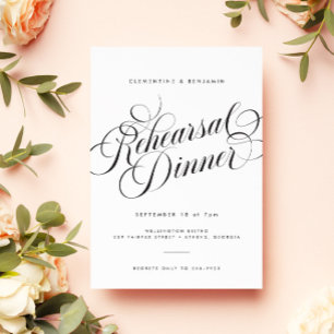 Invitation Élégant Script Moderne Mariage Répétition Dîner
