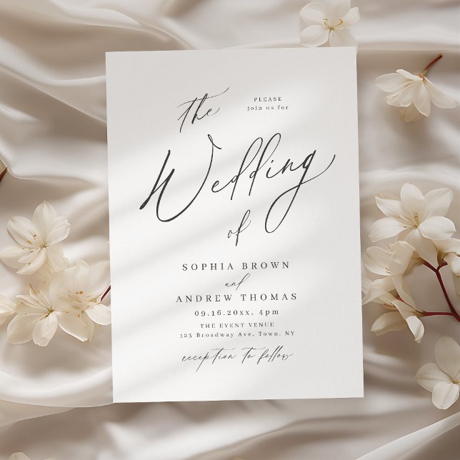 Invitation Élégant script moderne minimaliste mariage (Elegant modern script minimalist wedding invitation)