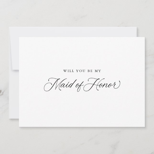 Invitation Élégant script moderne noir Maid of Honor Proposit (Devant)