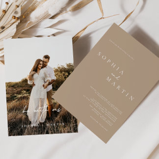 Invitation Élégant script moderne photo classique Mariage Inv
