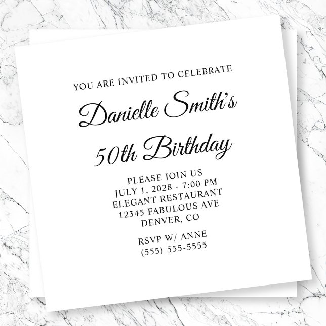 Invitation Élégant Script Monogramme 50e anniversaire (Elegant Script Monogram 50th Birthday Invitation)