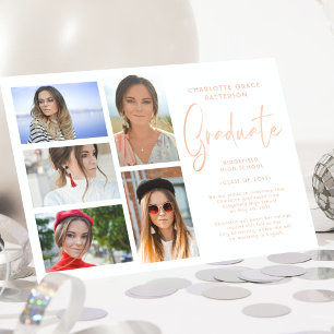 Invitation Élégant Script Multi Photo Graduation Party