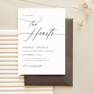Invitation Élégant Script noir et blanc Mariage classique