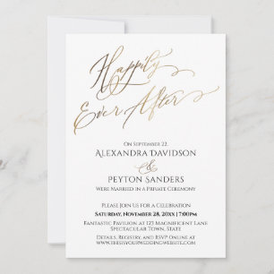 Invitation Élégant Script Or Heureux Jamais Après La Réceptio