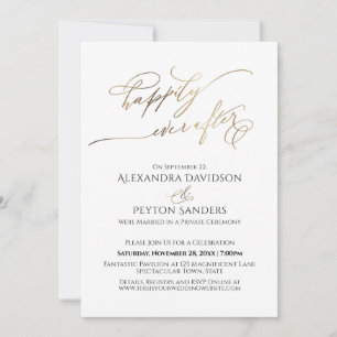 Invitation Élégant Script Or Heureux Jamais Après La Réceptio