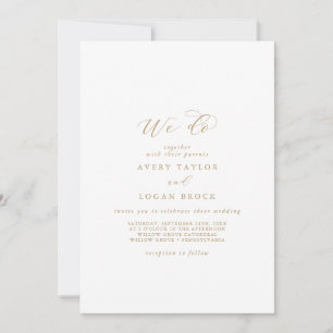 Invitation Élégant script or Nous faisons Mariage