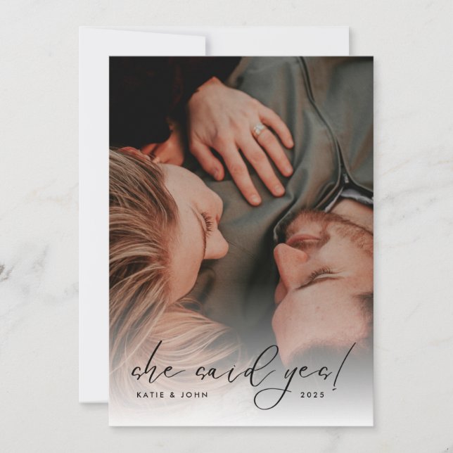 Invitation Élégant Script Photo Mariage (Devant)