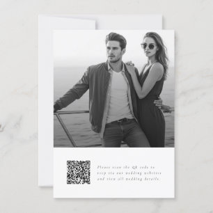 Invitation Élégant script QR Code Photo Budget Mariage