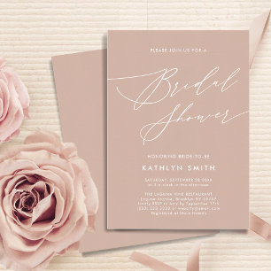 Invitation Élégant script rose vif Fête des mariées moderne