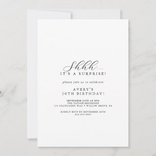Invitation Élégant Script Surprise Party