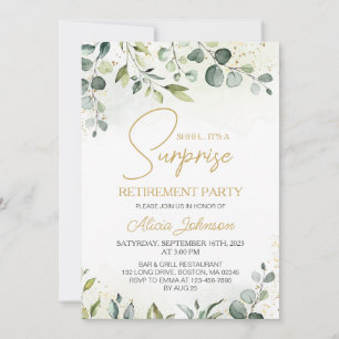 Invitation Élégant Script Surprise Retraite Party