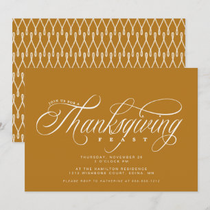 Invitation Élégant Script Thanksgiving Fête dîner