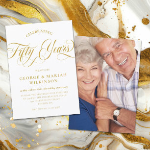 Invitation Élégant Script Tourbillonnant 50e anniversaire de 