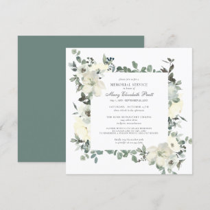 Invitation Élégant service de mémorial botanique blanc floral