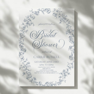 Invitation Élégant Shower de Mariage Art Linéaire Roses Flora