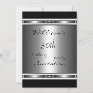 Invitation Elegant Silver Black 50e anniversaire