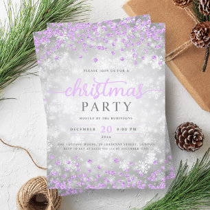 Invitation Élégant Silver Diamants d'hiver Noël violet