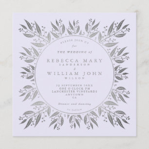 Invitation Elégant Silver faux feuille Mariage