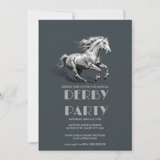 Invitation Elegant Silver Horse Kentucky Derby Party Invitati