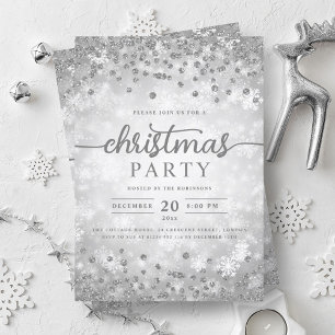 Invitation Élégant Silver Winter Diamonds Noël