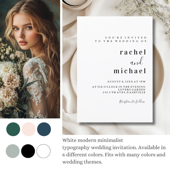 Invitation Élégant Simple (Simple, elegant, white wedding invitation.)