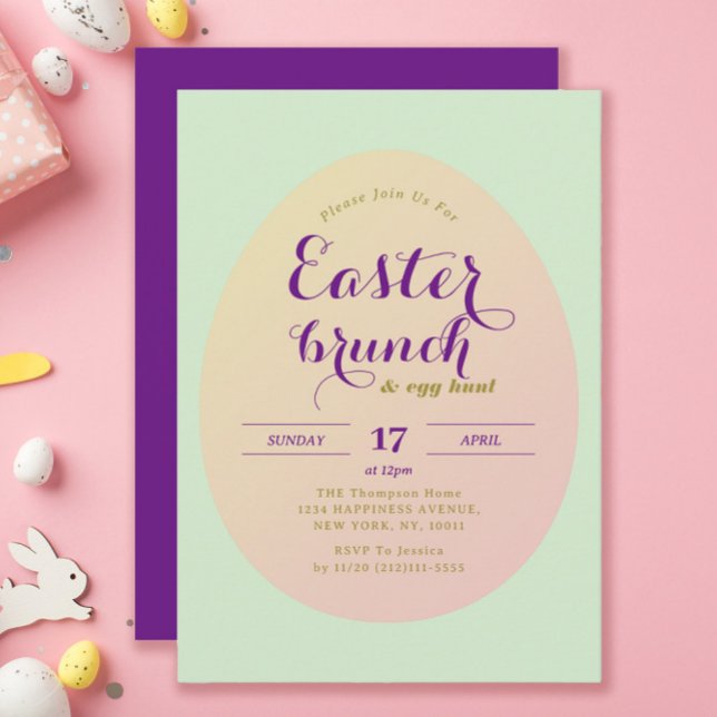 Invitation Elégant Simple Brunch de Pâques Chasse aux oeufs V (Créateur téléchargé)