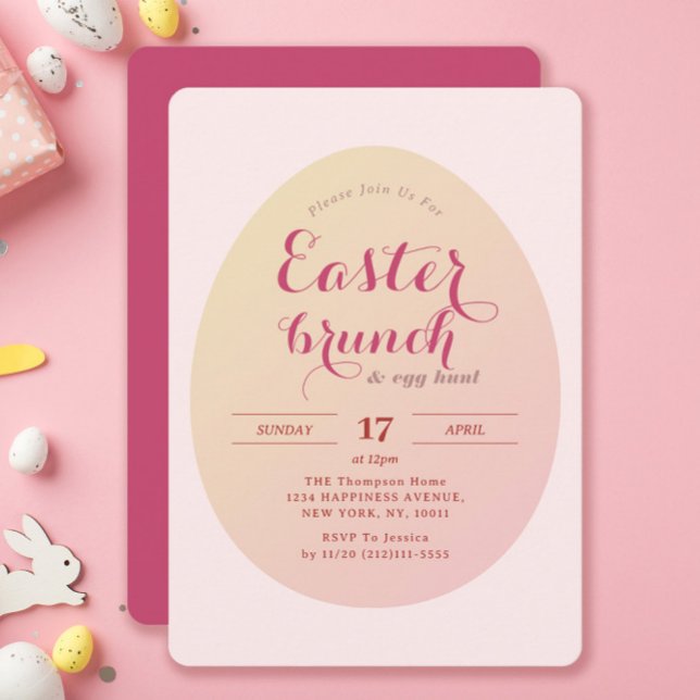 Invitation Elégant Simple Brunch de Pâques Chasse d'Oeufs Dou (Créateur téléchargé)