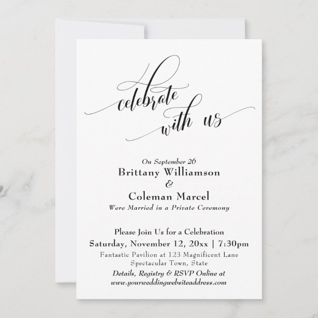Invitation Elégant Simple Celebré avec nous Noir et Blanc (Devant)