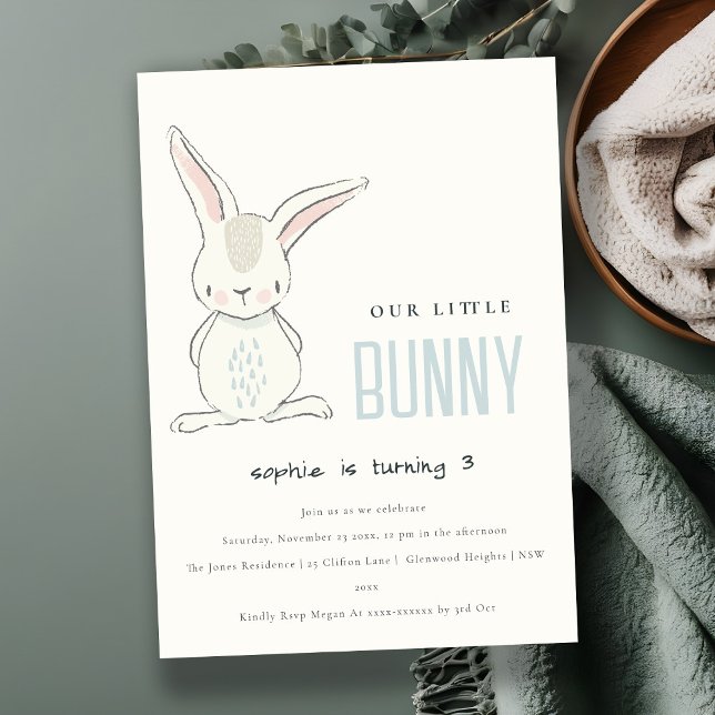 Invitation Élégant Simple Cute Blue Bunny Boys Anniversaire d (Créateur téléchargé)