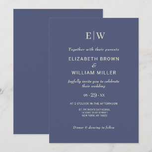 Invitation Elégant simple de l'avenir Dusk avec Mariage Monog