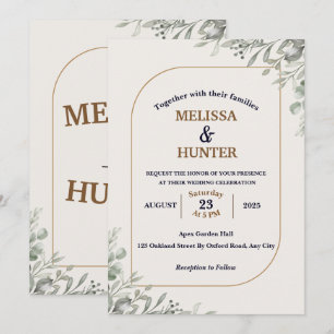 Invitation Elégant Simple Floral Greenery Mariage d'aquarelle