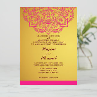 Invitation Elégant simple Gold Paisley Indian Hindu