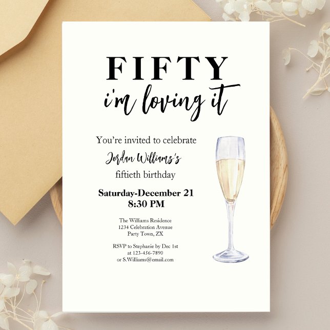 Invitation Elégant Simple I'm Loving It 50th Birthday (Créateur téléchargé)