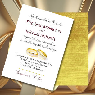 Invitation Élégant Simple Moderne Mariage Anneaux Or