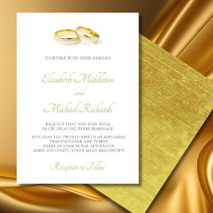 Invitation Élégant Simple Moderne Mariage Anneaux Or