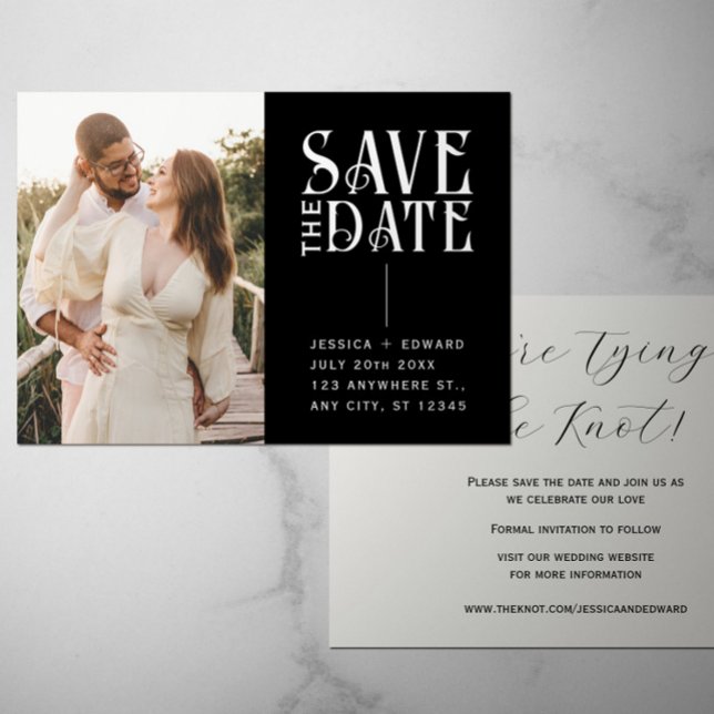 Invitation Élégant Simple Moderne Mini Script Photo Noir (Créateur téléchargé)