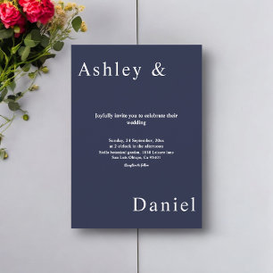 Invitation Elégant Simple Navy Bleu Blanc Luxe Chic Mariage