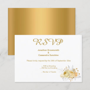INVITATION ÉLÉGANT SIMPLE OR OR FLORAL OR RSVP