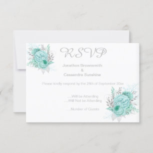 INVITATION ELÉGANT SIMPLE PARTIES SCINTILLANT AQUA FLORALE RS