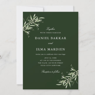Invitation Elegant Simple Rustic Botanical Greenery Wedding
