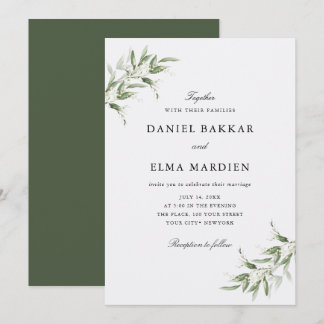 Invitation Élégant Simple Rustique Botanique Verdure Mariage