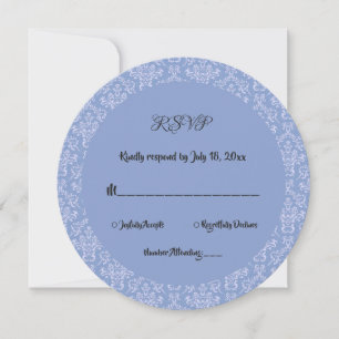 Invitation Élégant Simple Script Damask Round Wedding RSVP