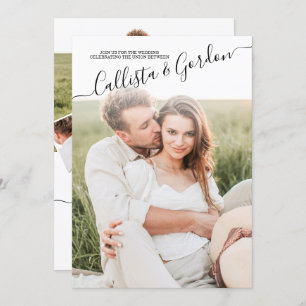 Invitation Élégant simple script Photo Collage Mariage