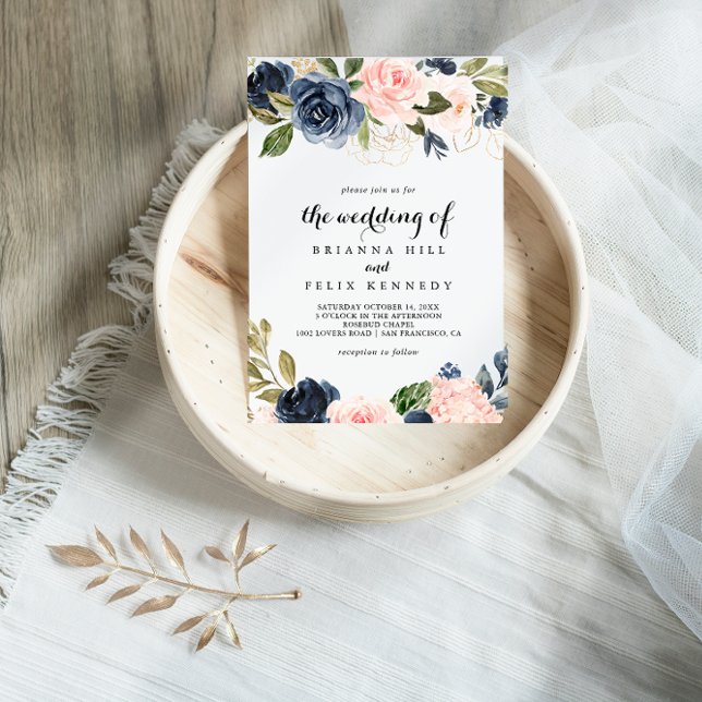 Invitation Élégant Simple Unique Floral D'Hiver Le Mariage (Créateur téléchargé)