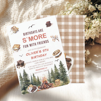 Invitation Élégant S'more aquarelle à aimer automne 9e annive