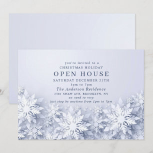 Invitation Élégant Snowflakes 3D Noël VACANCES Open House